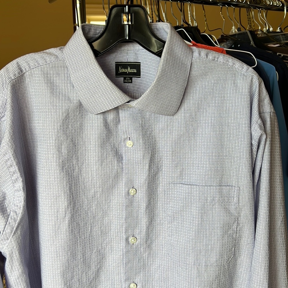 Neiman Marcus Men's Dress Shirt Button Down in Purple Check